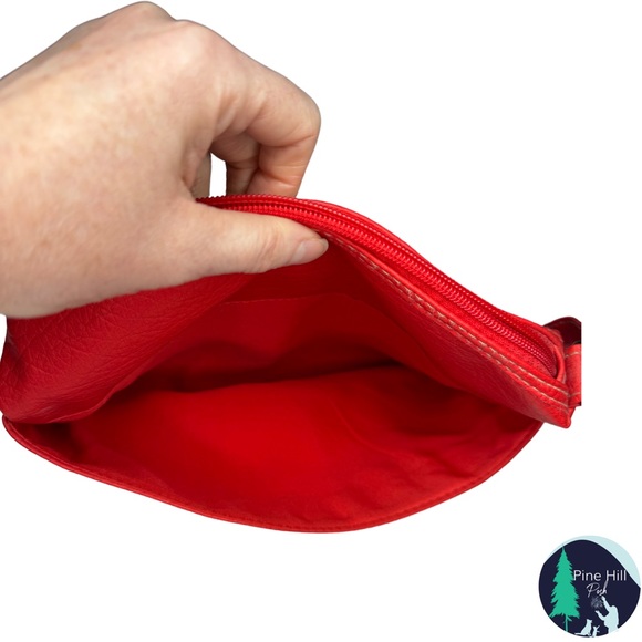 SOLD Treviso Red Faux Leather Crossbody Shoulder Bag Pebbled Adjustable Strap - Picture 6 of 15